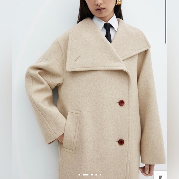 Mango Maxi Lapel Wool Coat - Picture 3 of 9